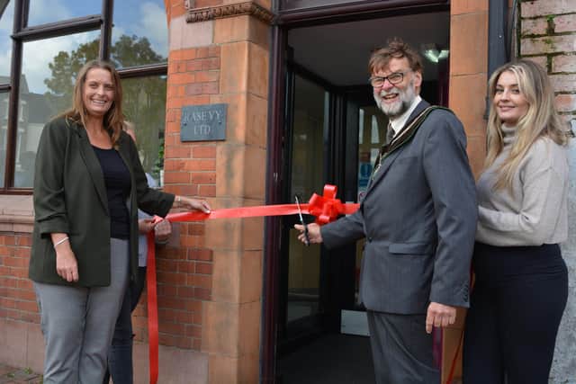 Town Mayor Stephen Bunney officially opened the college with Head of Centre Norrie Graham MRCVS