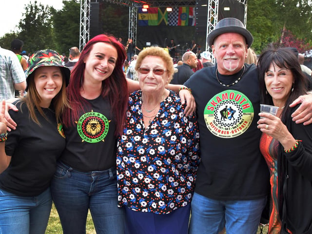 Enjoying the party are (from left) Tracey Heffernan, Yasmin Boultby. Phyllis Glover, Dave Litchfield and Gillian Boultby.