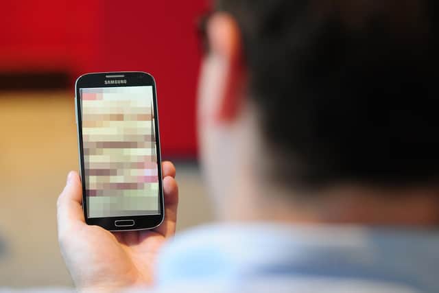  PICTURE POSED BY MODEL
Undated photo of a man looking at a mobile phone. Clarification is needed on the law around "revenge porn" and when it could lead to a prosecution, a committee of peers has said. 