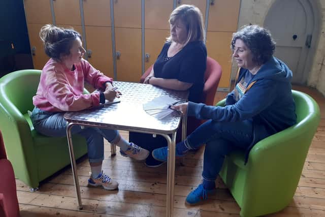 The Community Links team at the church room at Horncastle Community Centre.