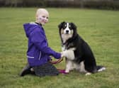Crufts competitor Freya Harris from Horncastle in Lincolnshire, with her Australian Shepherd puppy, Echo. Photo: imagecomms