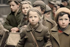 ​Evacuee children. Library image provided by The Cottage Museum