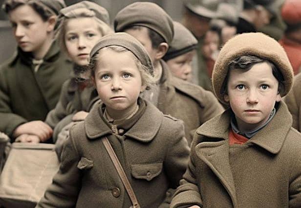 ​Evacuee children. Library image provided by The Cottage Museum