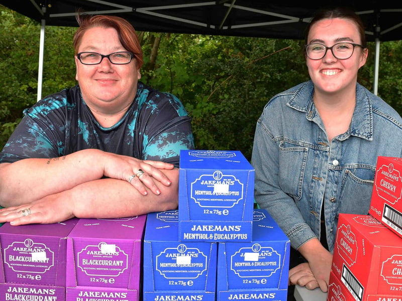 Rachel Burton, left, and Gemma Garwell at the Jakemans stall.