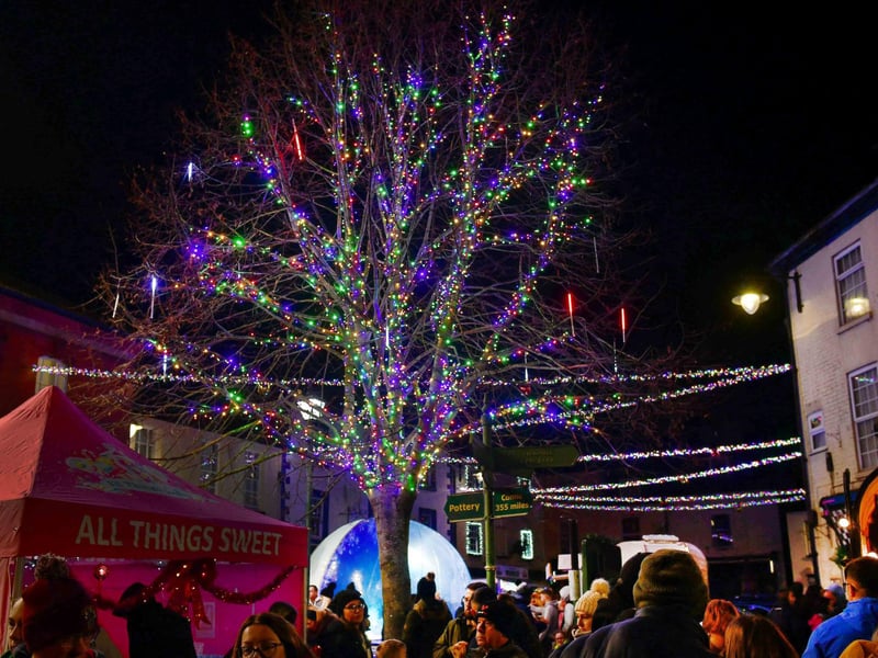 Crowds gathered in the market square for the switching on of the Christmas lights.