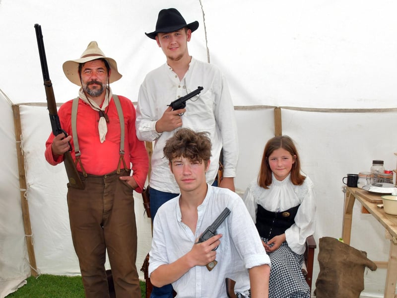 Having a wild west time - (from left) ‘Blunt’ John Fretwell, ‘2 Sips’ Corban Fretwell, ‘Spoons’ Josh Salisbury and Tegan Fretwell.