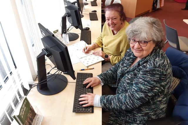 Local historian Caroline Foster, right, will be giving help and support with family history at the library on the first Saturday of the month, from 10am to noon