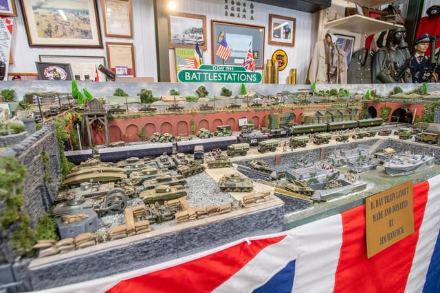 A D Day model display at the Armed Forces Day celebration at We'll meet Again WW2 Museum.