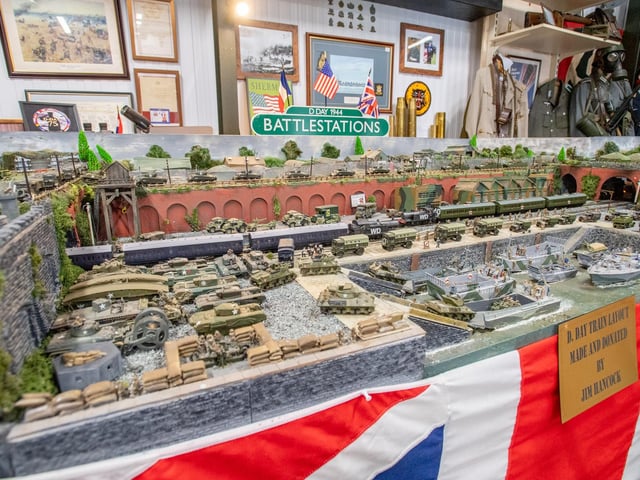 A D Day model display at the Armed Forces Day celebration at We'll meet Again WW2 Museum.