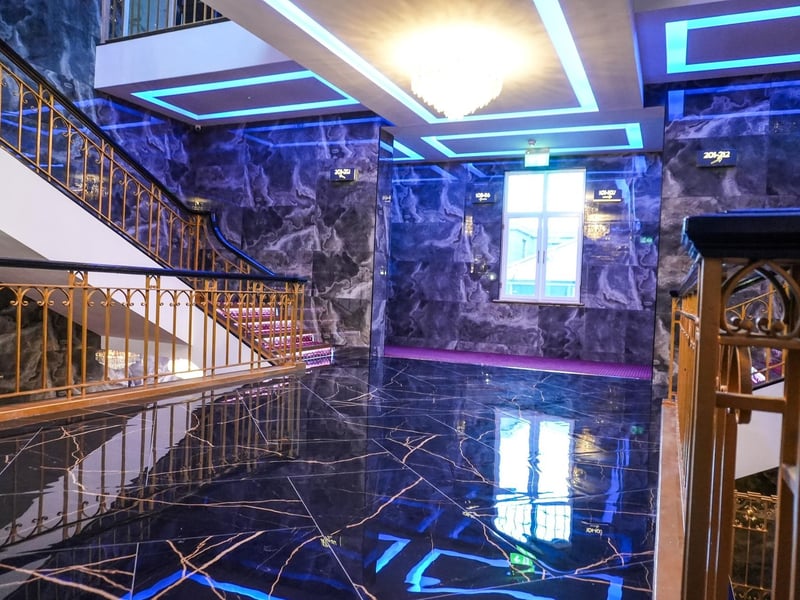 Shiny floors and neon lights