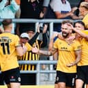 Boston United celebrate the winner. Pic by Tim Hoff.