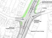 Plans showing the proposed changes to the roundabout on the A16.