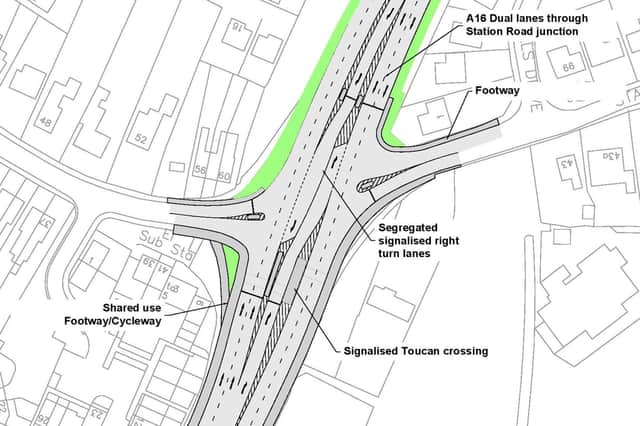 Plans showing the proposed changes to the roundabout on the A16.