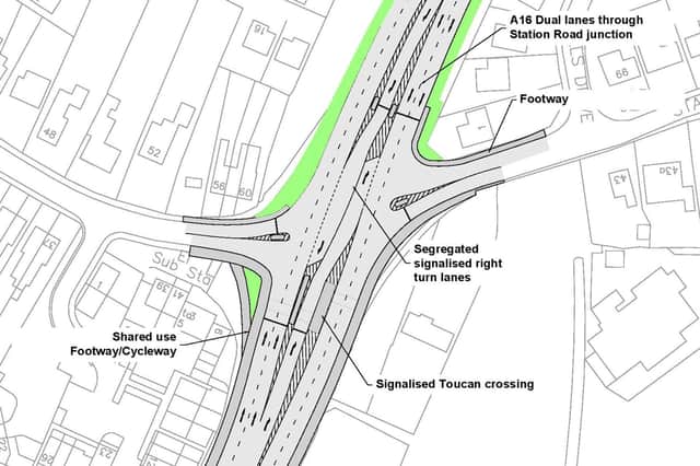 Plans showing the proposed changes to the roundabout on the A16.
