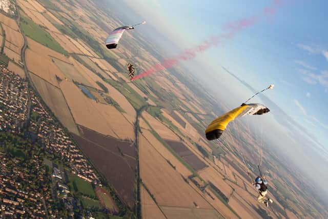 Skydivers from Skydive Langar are bringing their display to Skegness Cricket Club at 7pm on Thursday - and you are welcome.