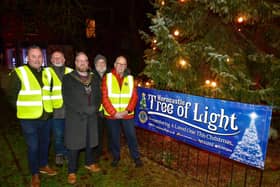 Members of the Horncastle Lions club at the Tree Of Light switching-on ceremony. They are (from left): Richard Baxter, David Goodacre, Coun Matt Wilkinson, who is the Mayor of Horncastle, Derek Ashton and Keith Holden. (PHOTO BY: D.R.Dawson Photography)