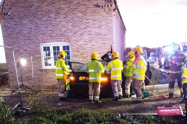 Emergency services at the scene of the collision.