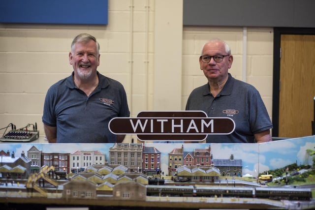 L-R - Martin Reynolds and Steve Back from Bourne with a model layout of Witham in Somerset in the 1960s. Photo: HOLLY PARKINSON