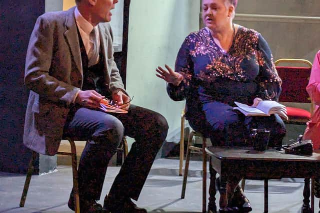Ashley Wingham and Sian Rees in rehearsal for 'Old actors never die'