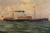 The painting, by Dutch artist Alfred Jansen, of SS Wrexham, which was involved in a dramatic chase, pursued by a German U-boat, during the First World War.