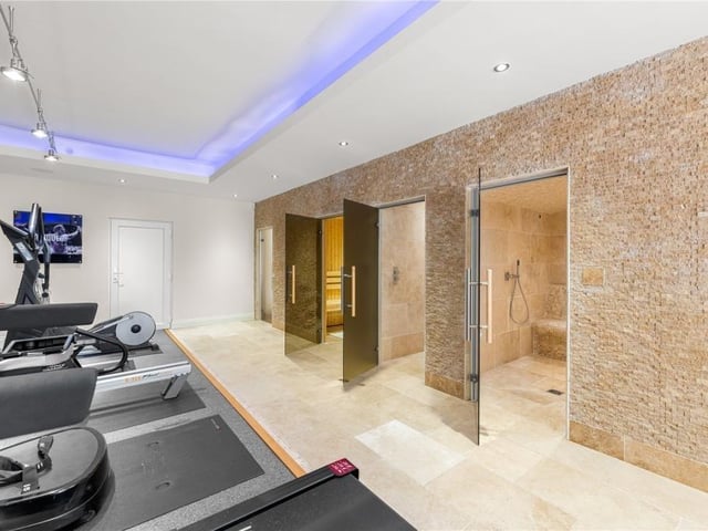 The steam room, sauna, and WC.