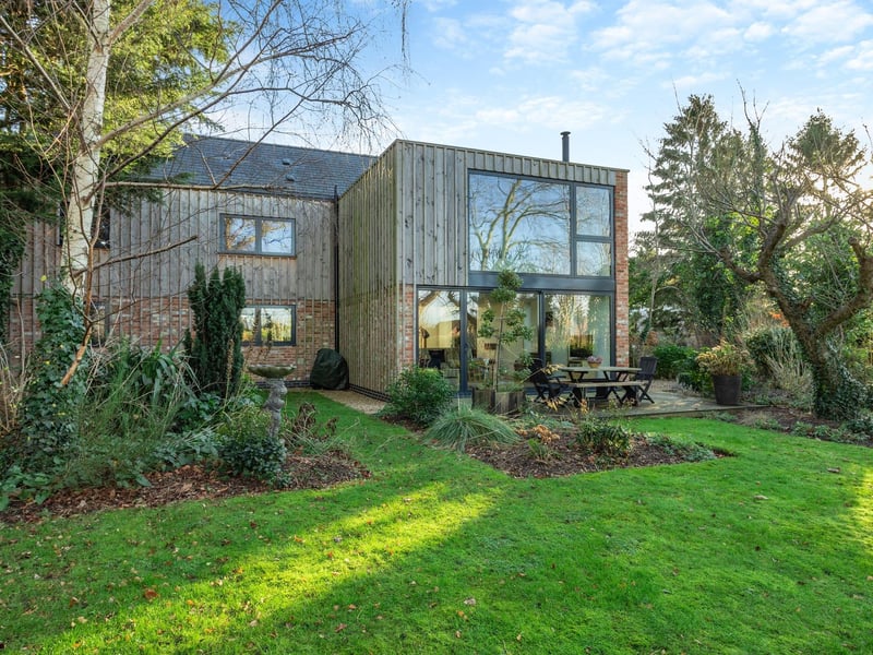 The rear of the home.