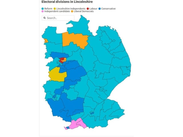 The picture across the county, with reform taking 44 of the 70 seats on Lincolnshire County Council.