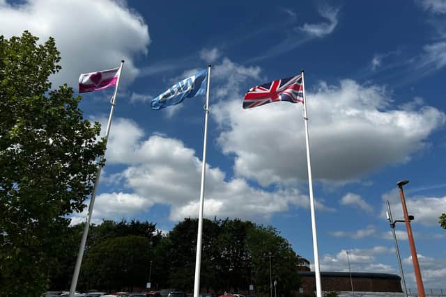 The organ donation flag flying recently at Lincoln County Hospital