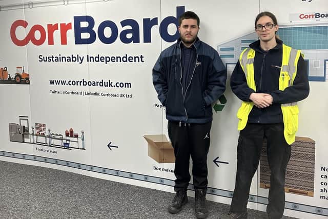 Daniel Szmit, Health Safety and Environmental Technician; and Alexander Thomas, Business Administrator at CorrBoard UK