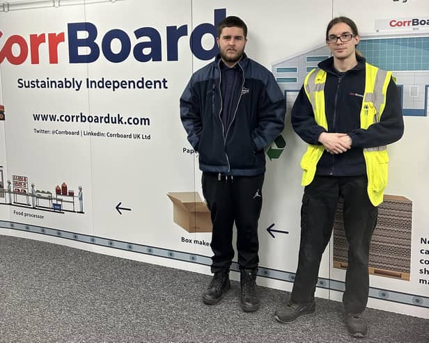 Daniel Szmit, Health Safety and Environmental Technician; and Alexander Thomas,  Business Administrator at CorrBoard UK