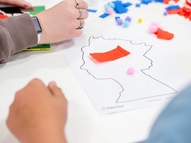 Pupils enjoy some activities in one of the new classrooms