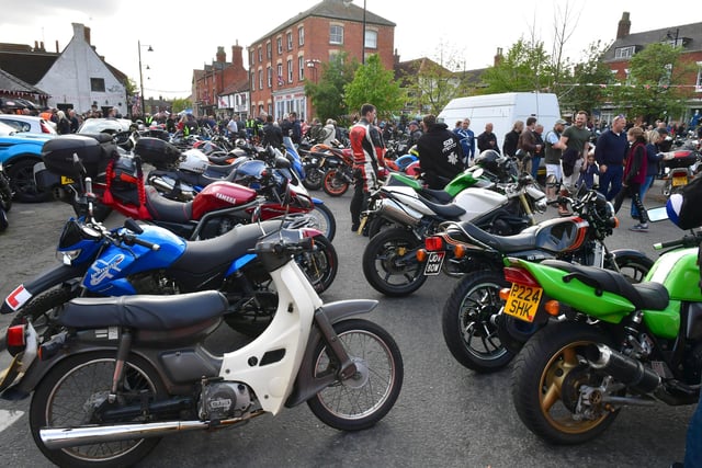 The town was packed with riders who enjoyed live music and food.