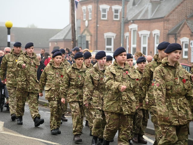 Army cadets take part in the parade in Kirton.