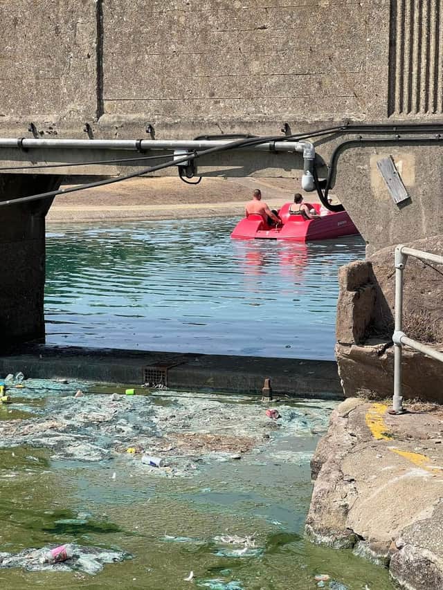 The blue algae stretches up to the boating lake in Skegness and is close to the Fairy Dell.