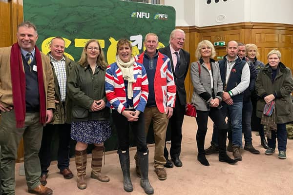 Victoria Atkins (fourth from left), MP for Louth and Horncastle, joins farmers and fellow Conservative MP,  Sir Edward Leigh, who represents Gainsborough, at the farmers' protest in Westminster.