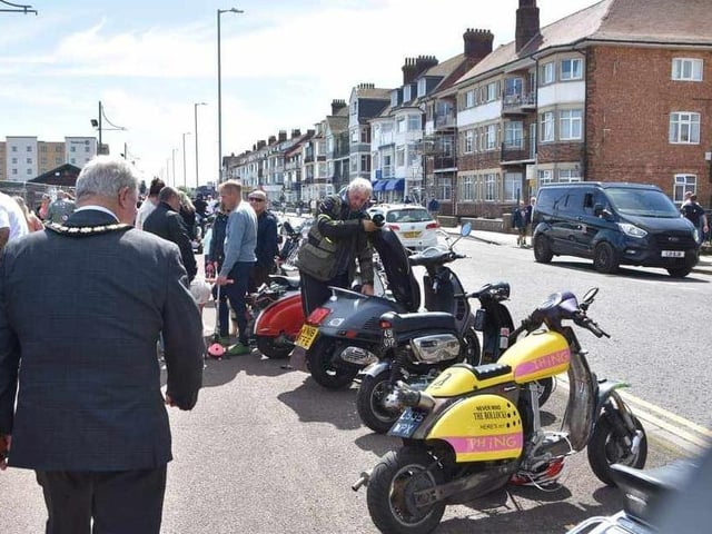 Mayor of Skegness Coun Pete Barry checking out the custom show.