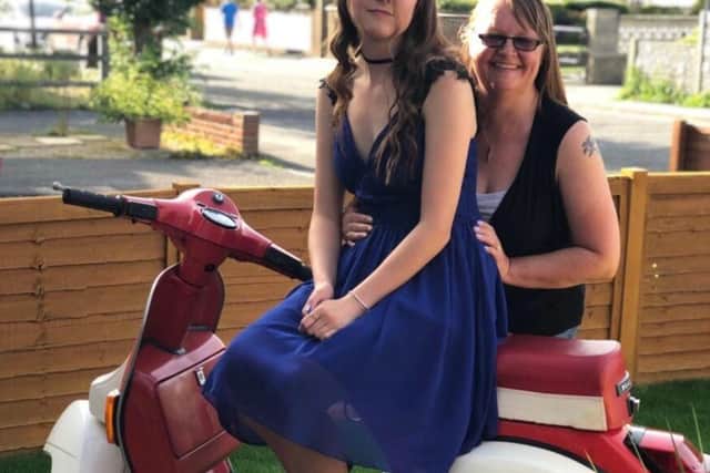 Sam and daughter, Elland on prom day