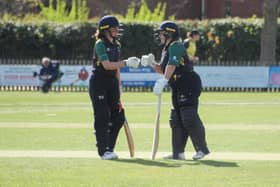 Abigail Hannan (41) and Alicia Shaw (55) playing for Lincolnshire against Northumberland on Sunday.