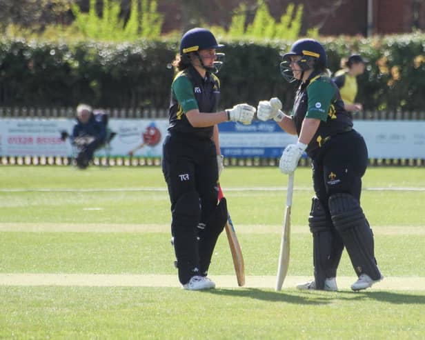 Abigail Hannan (41) and Alicia Shaw (55) playing for Lincolnshire against Northumberland on Sunday.