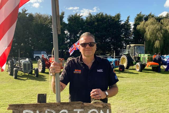 Nigel Limb welcomes visitors to the first annual Ripston Rumble in Sutton on Sea. Photo by Chris Frear