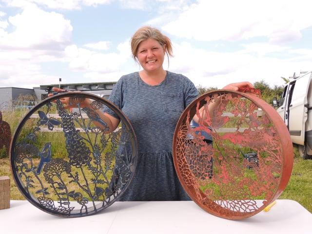 Artist/sculptor, Jeni Cairns with some of her work. Photo: Andy Hubbert