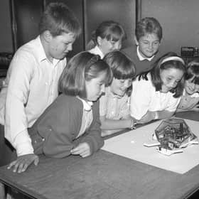 Donington Cowley Endowed Primary School youngsters take an interest in a piece of kit at the village's secondary school.
