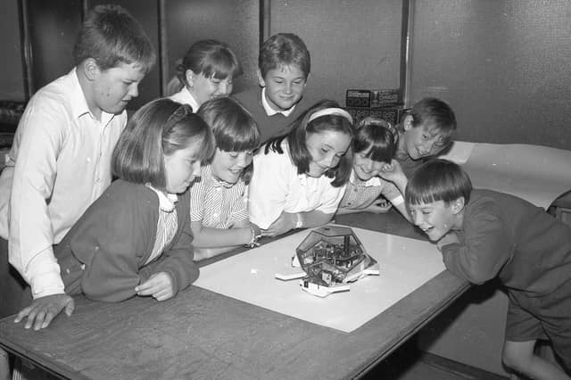 Donington Cowley Endowed Primary School youngsters take an interest in a piece of kit at the village's secondary school.
