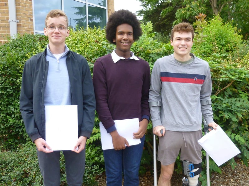 Charlie Money, Raahil Ejaz and Tom Cockhill delighted with their results. Photo: The Robert Carre Trust