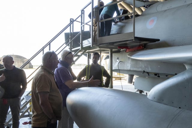 Visitors are shown a Typhoon FGR4 jet aircraft. Photo: Ed Palmer