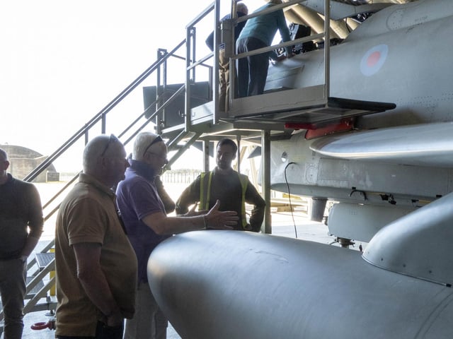 Visitors are shown a Typhoon FGR4 jet aircraft. Photo: Ed Palmer