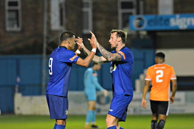 The two goal scorers Reco Fyfe and Martyn Woolford. Pic by KLS Photography.