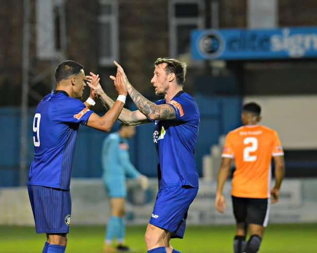 The two goal scorers Reco Fyfe and Martyn Woolford. Pic by KLS Photography.
