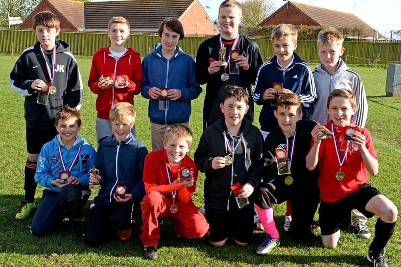 After being relegated in the previous season, Horncastle Town U12s responded immediately and took the league by storm, finishing unbeaten at the top of the table with 15 wins from 16 games. Players are pictured with their end-of-season honours.