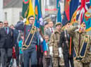 Louth's  Remembrance Day parade marches through town.